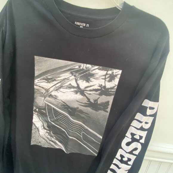 Forever 21 Men's Black T-shirt Long sleeve size Medium Be Real tee - Picture 3 of 6